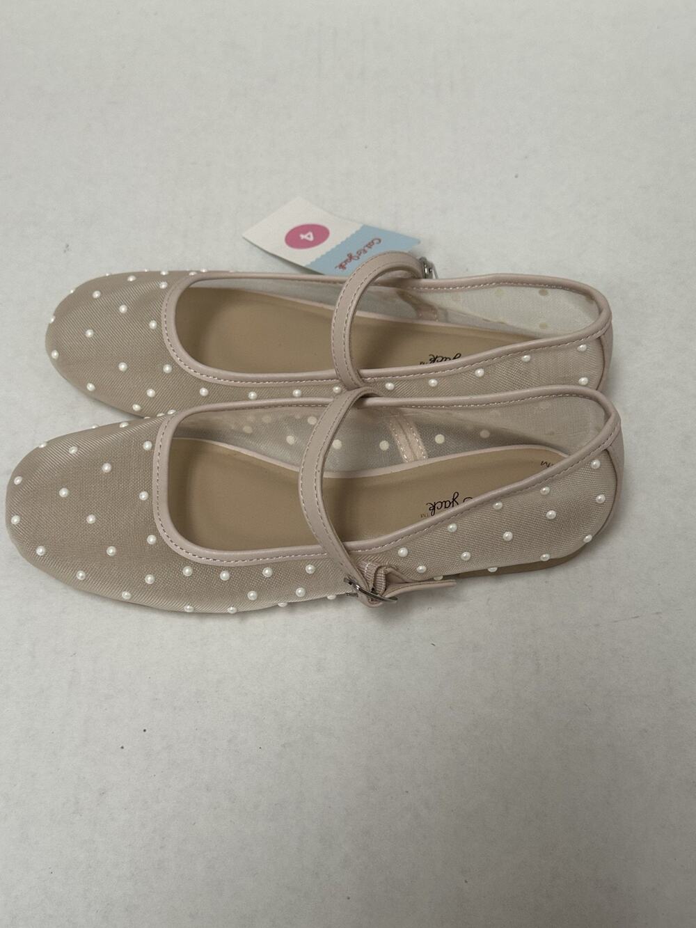 Cat & Jack Kids' Girls Shoes Noelle Pearl Mary Jane Flats Pink Size 4